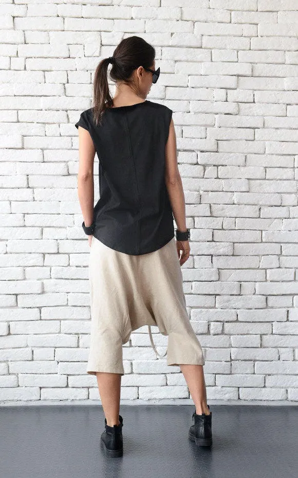 Drop Crotch Linen Pants