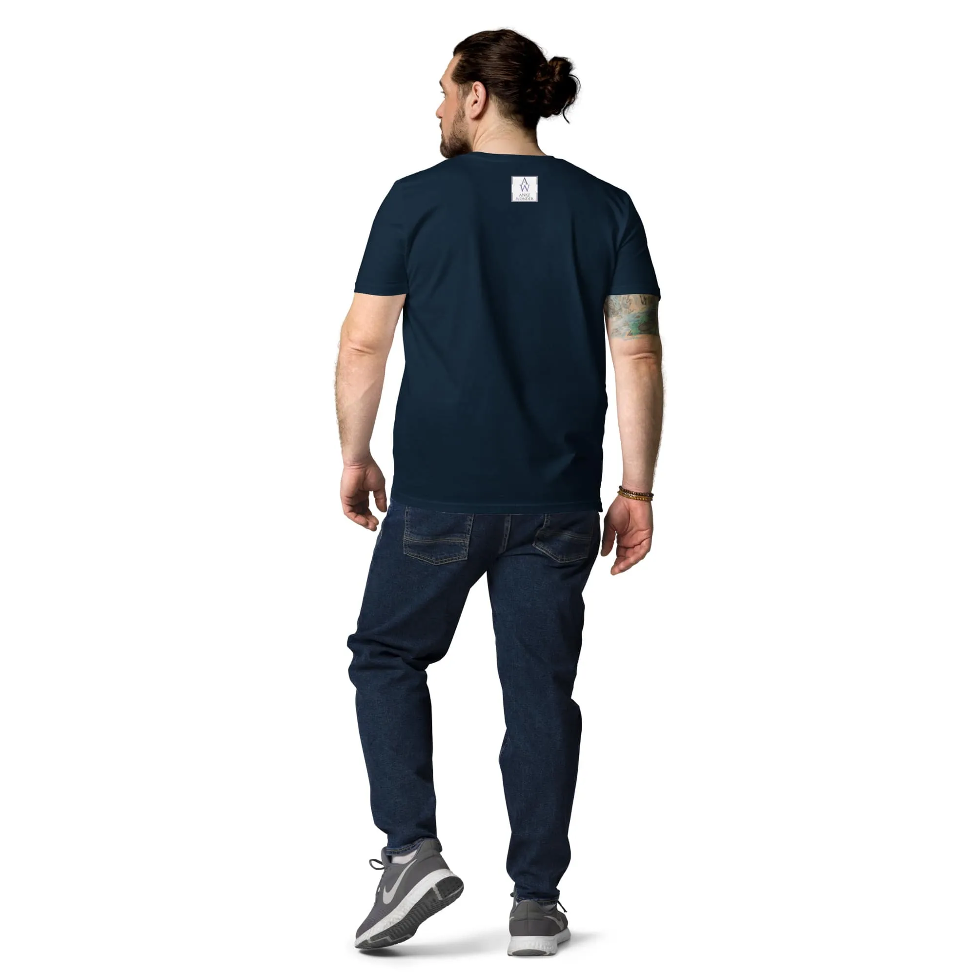 Eco-Friendly Over Fast Fashion Organic Cotton Men's T-Shirt in Navy Blue & Black