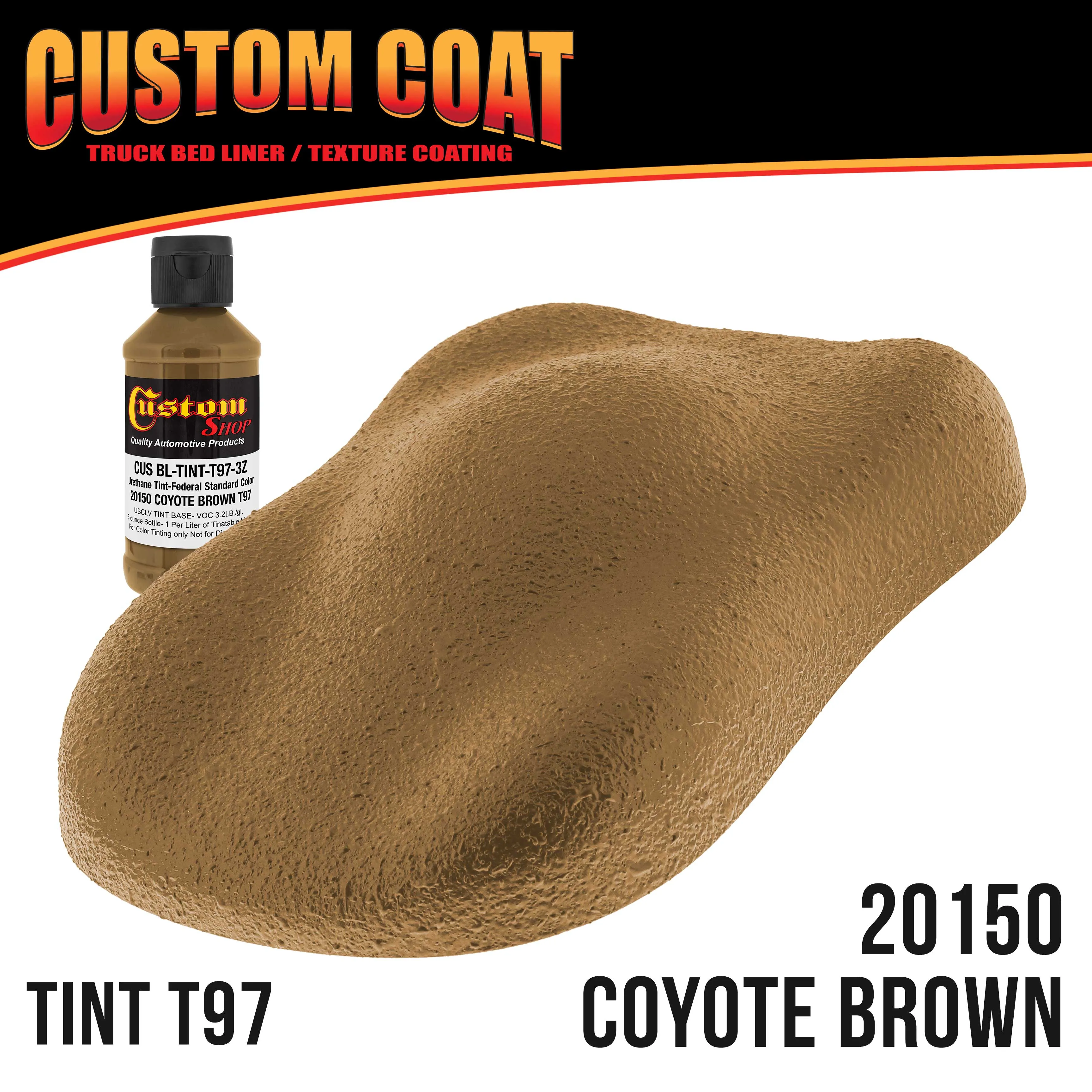 Federal Standard Color #20150 Coyote Brown T97 Urethane Roll-On, Brush-On or Spray-On Truck Bed Liner, 1 Gallon Kit with Roller Applicator Kit