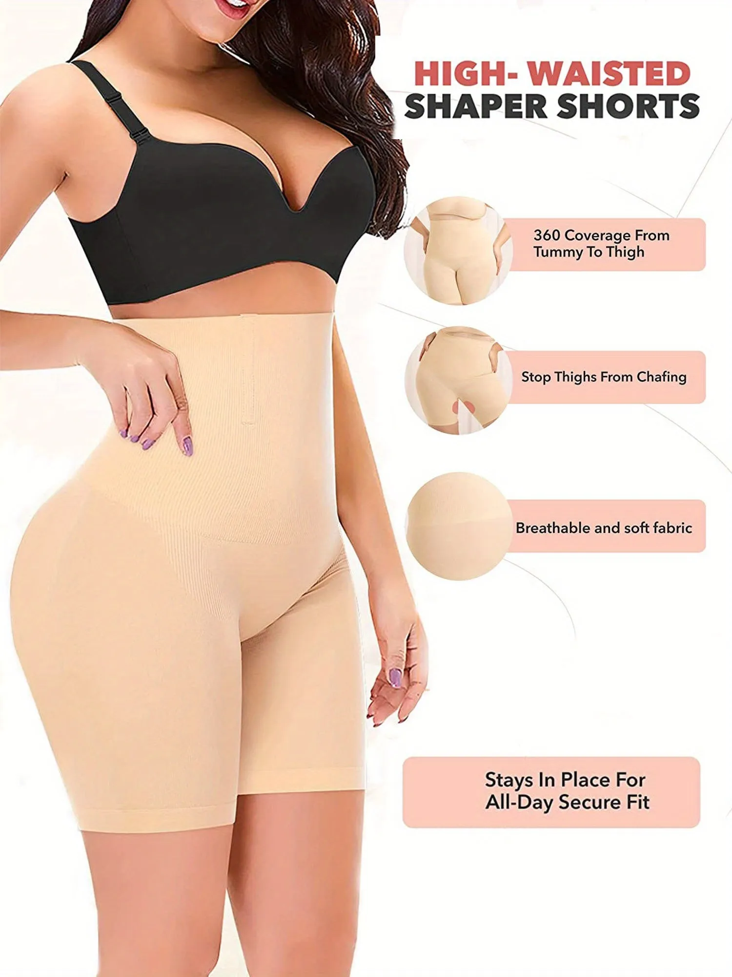 Flattering High Waist Compression Shorts for Womens Shapewear