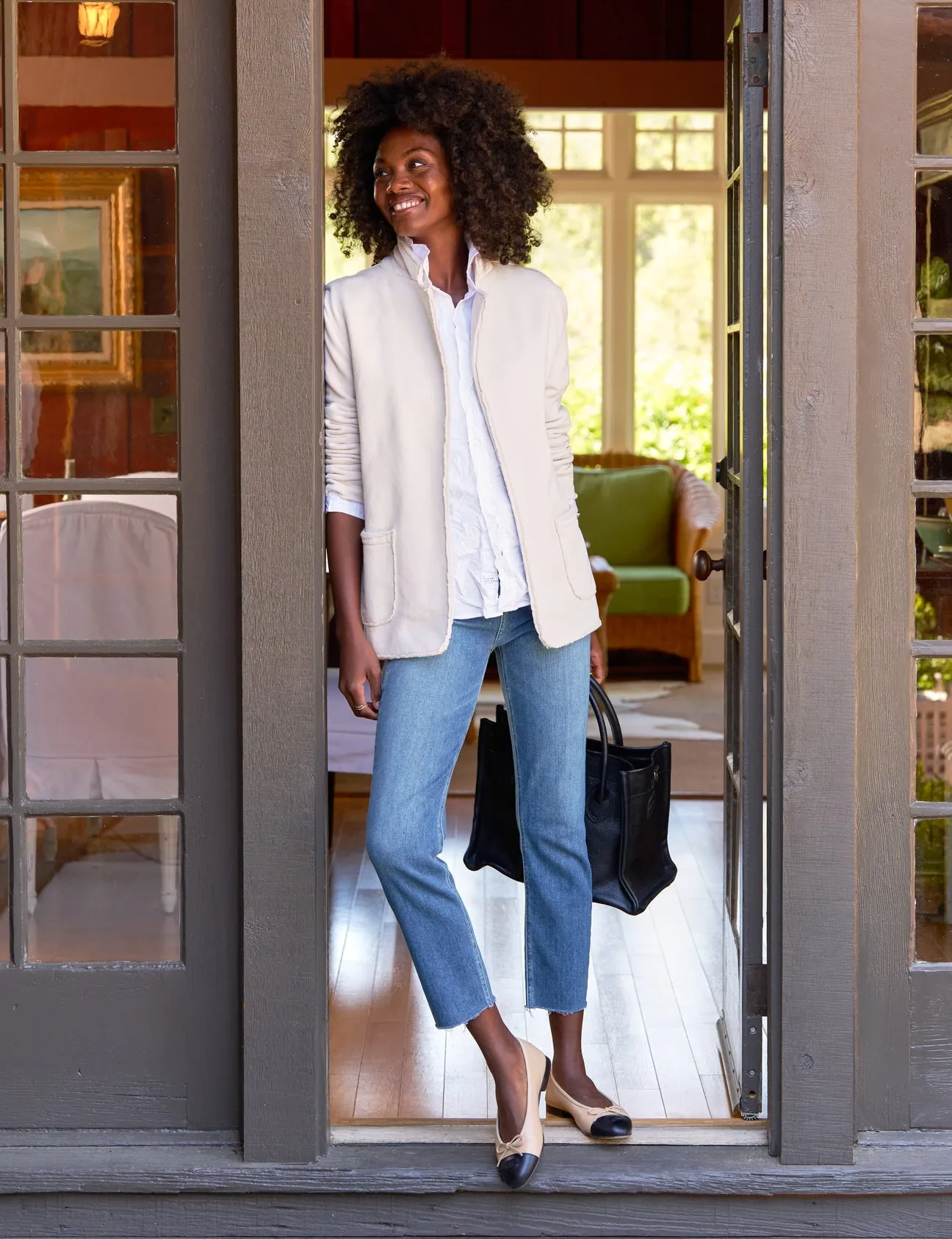 Frank & Eileen - Dublin Knit Blazer in Vintage White