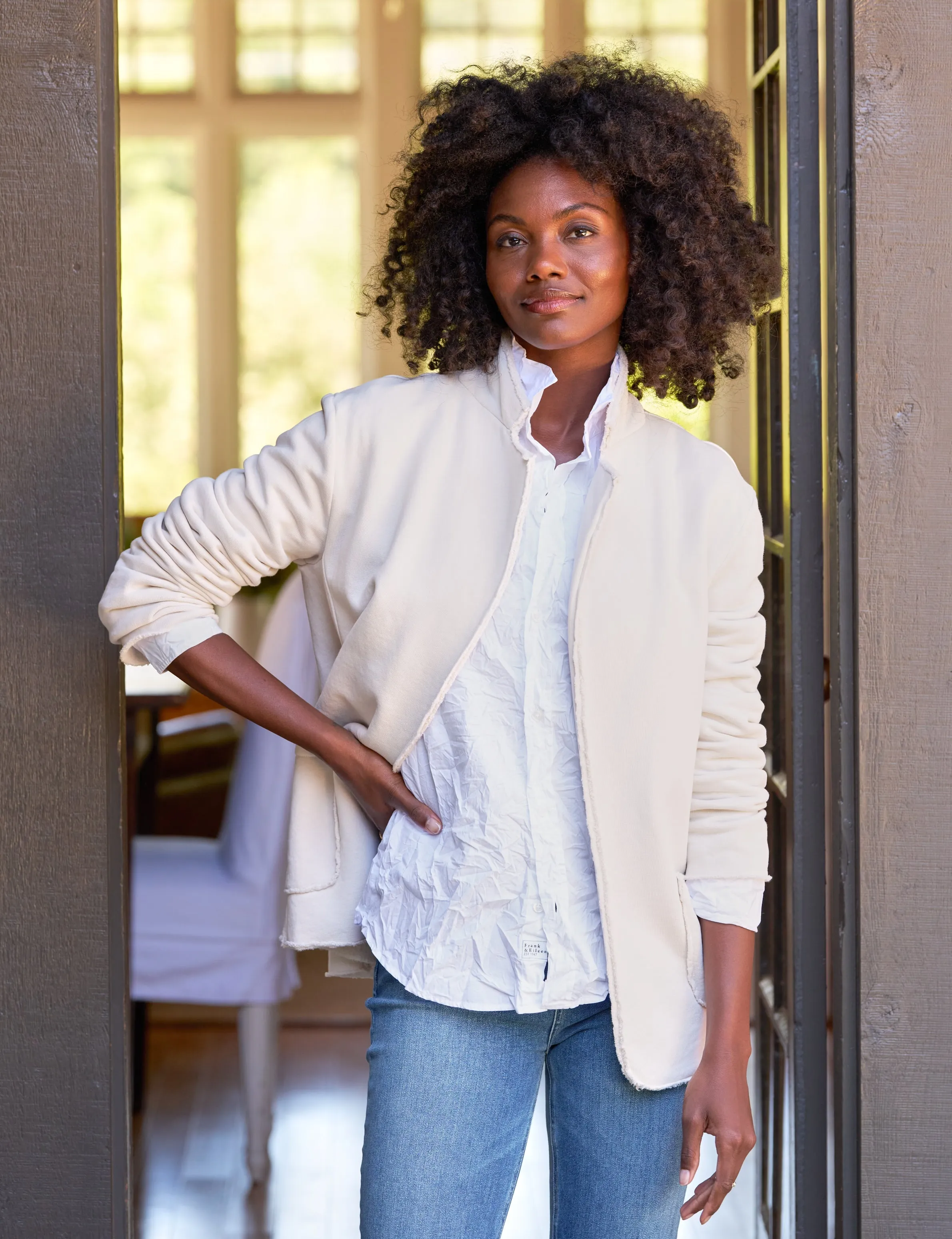 Frank & Eileen - Dublin Knit Blazer in Vintage White