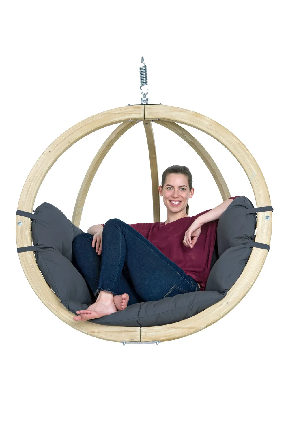 Globo Single Anthracite Hanging Chair - (Weatherproof)