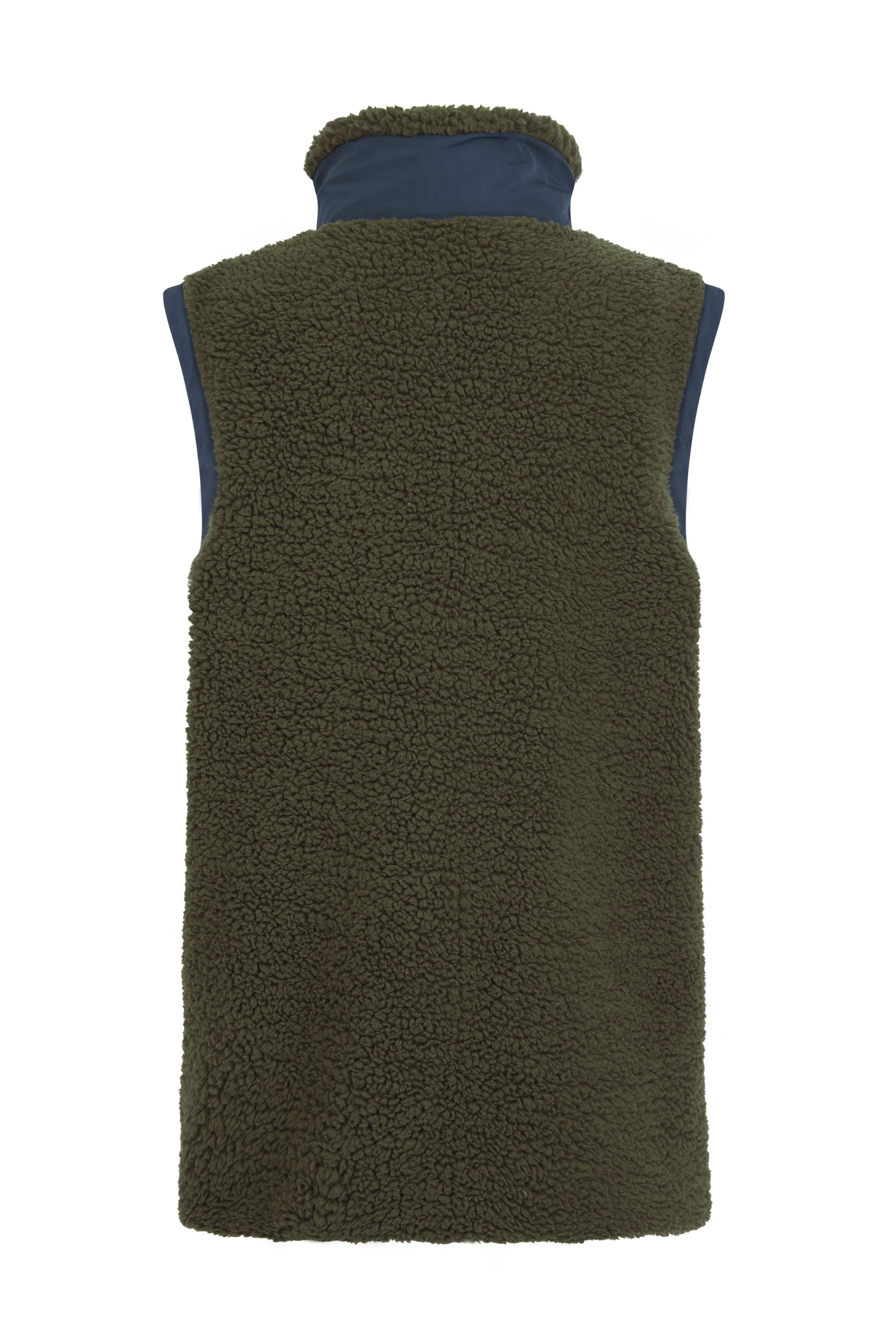 Highland Unisex Sherpa Gilet - Olive/Blue