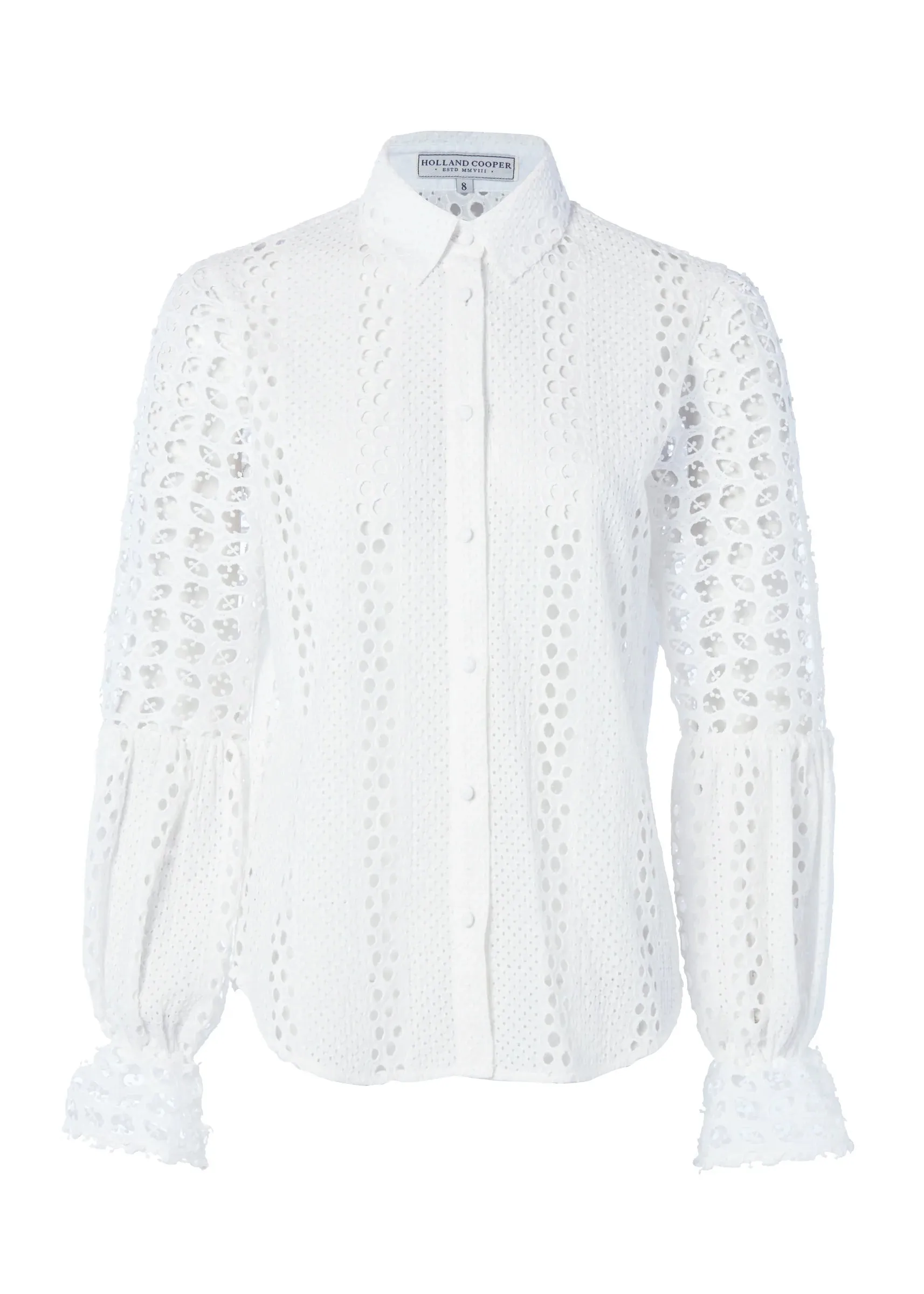 Holland Cooper Broderie Lace Shirt in White