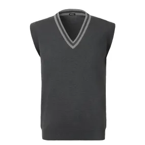 Jersey-Cotton V-Neck Gilet in Dark Grey