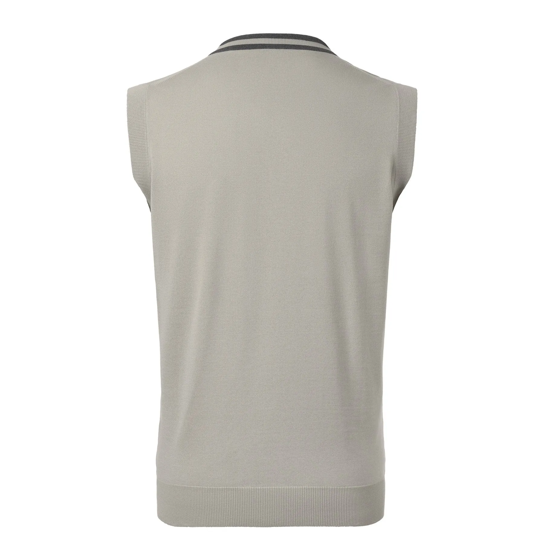 Jersey-Cotton V-Neck Gilet in Light Grey