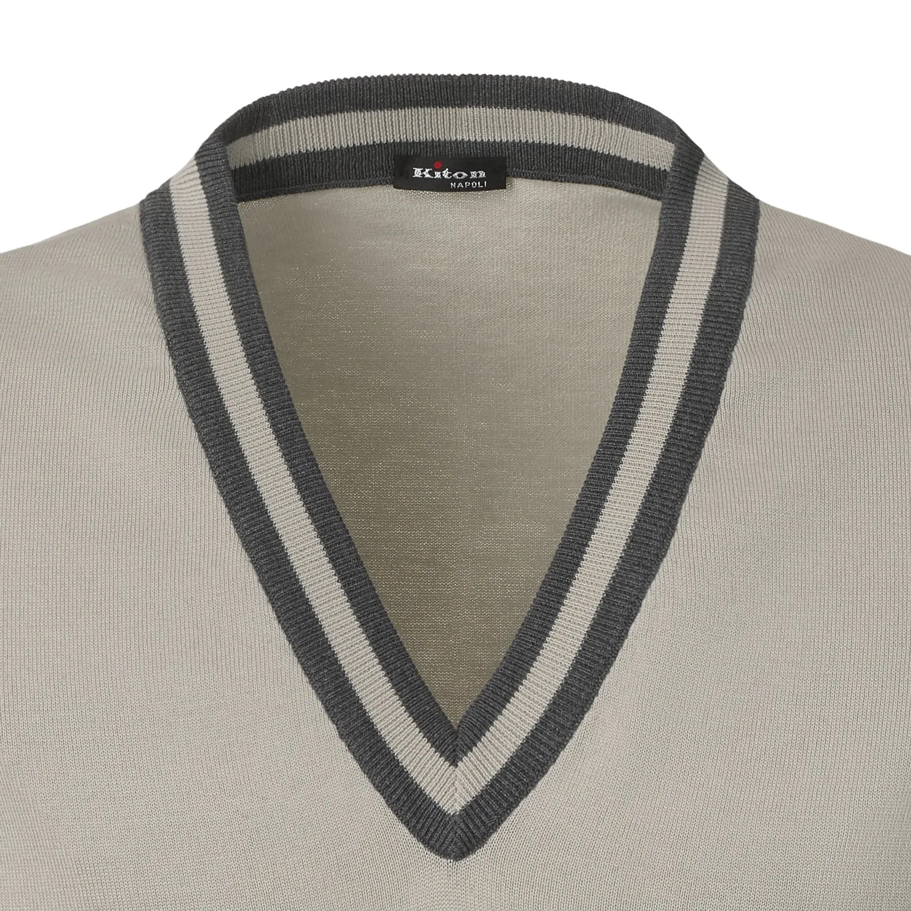 Jersey-Cotton V-Neck Gilet in Light Grey