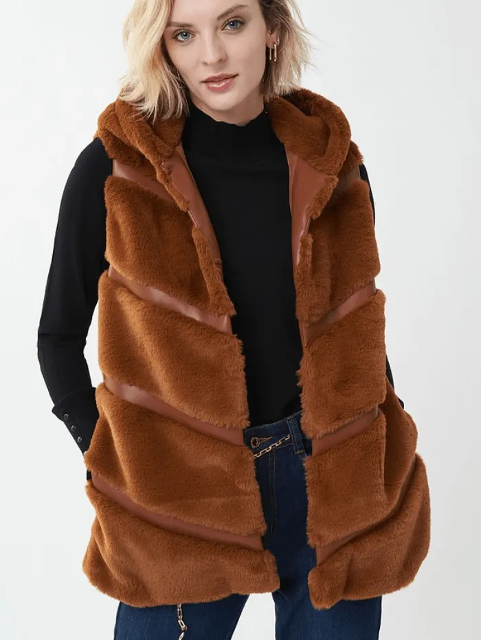 Joseph Ribkoff T Ginger Spice Faux Fur Gilet 223910 3901