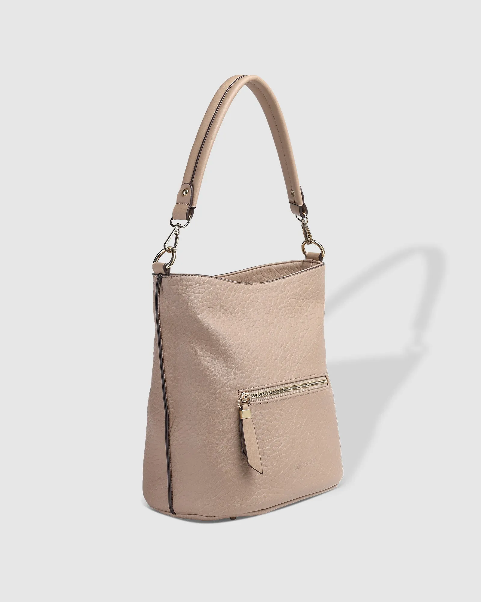 JUNO HANDBAG WITH LOGO STRAP PUTTY