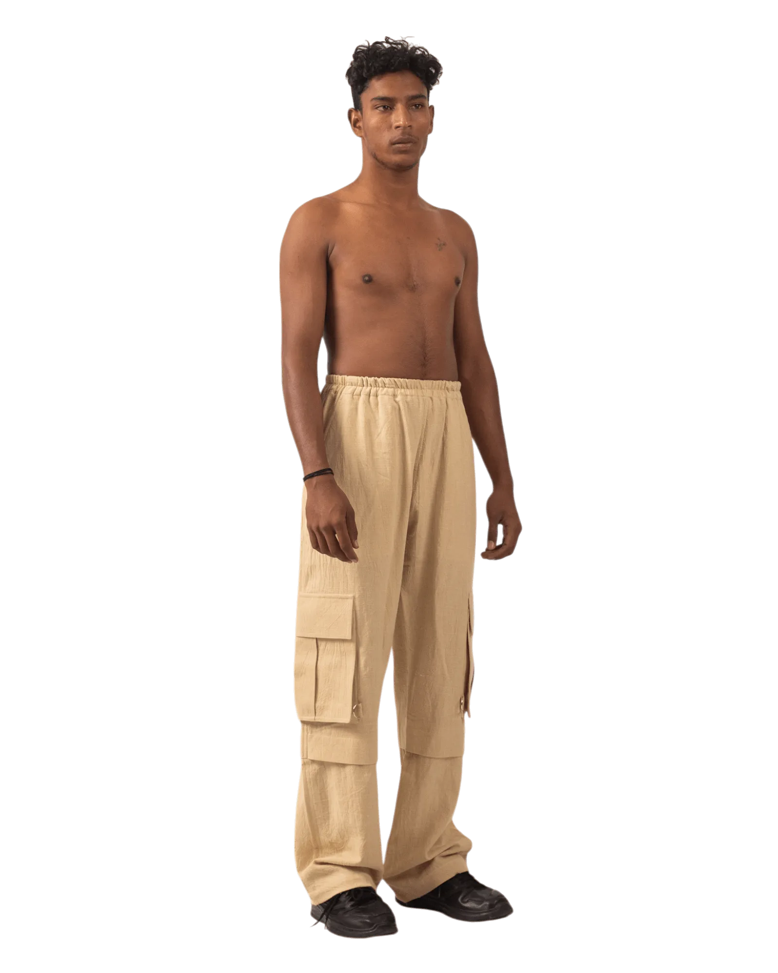 KHAKI KHADDAR CARGO PANTS