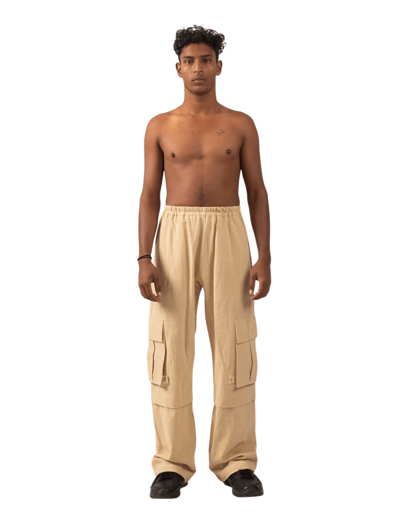 KHAKI KHADDAR CARGO PANTS