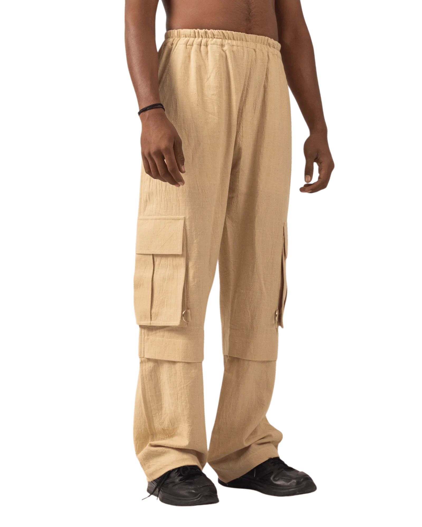 KHAKI KHADDAR CARGO PANTS