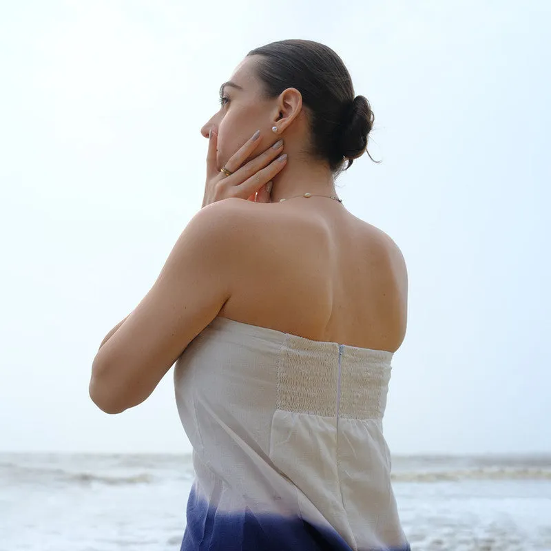 Linen Ombre Maxi Dress for Women | Blue & White