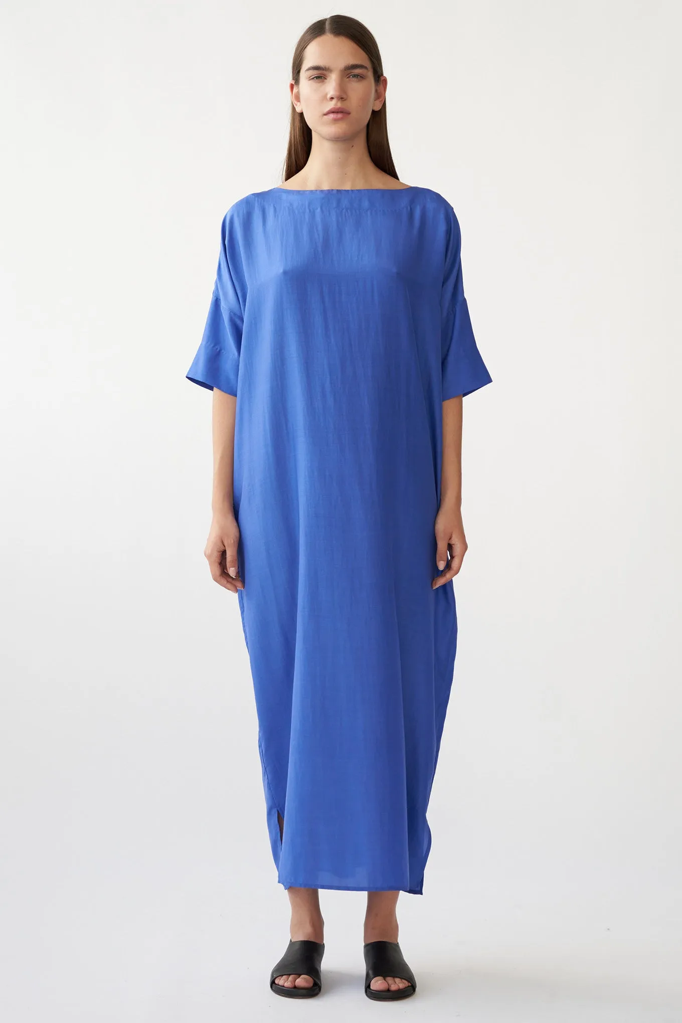 MAIA LONG DRESS - KLEIN BLUE - RECYCLED SILK/SILK