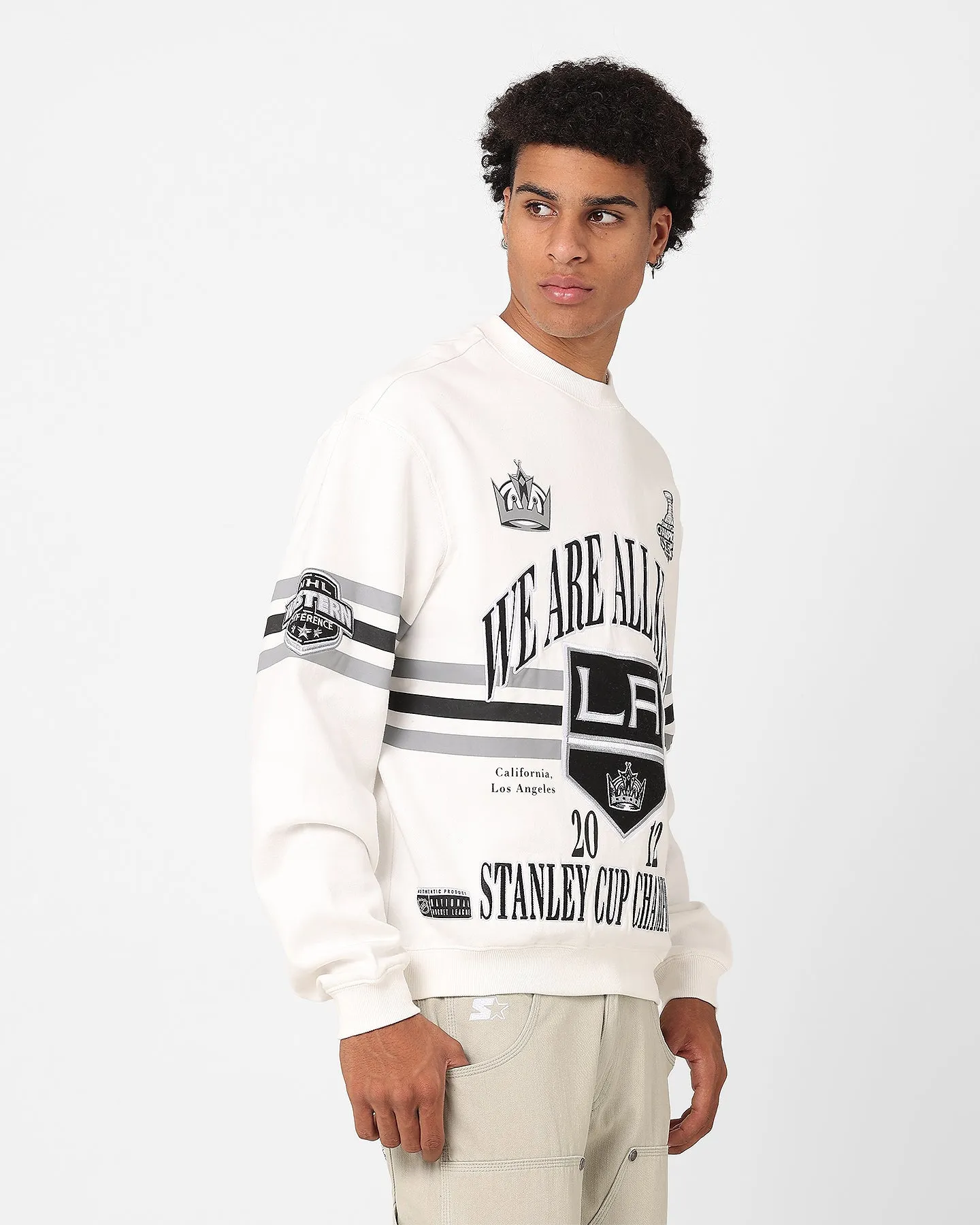 Majestic Athletic Los Angeles Kings We Are All Kings Crewneck Sweatshirt Optic White