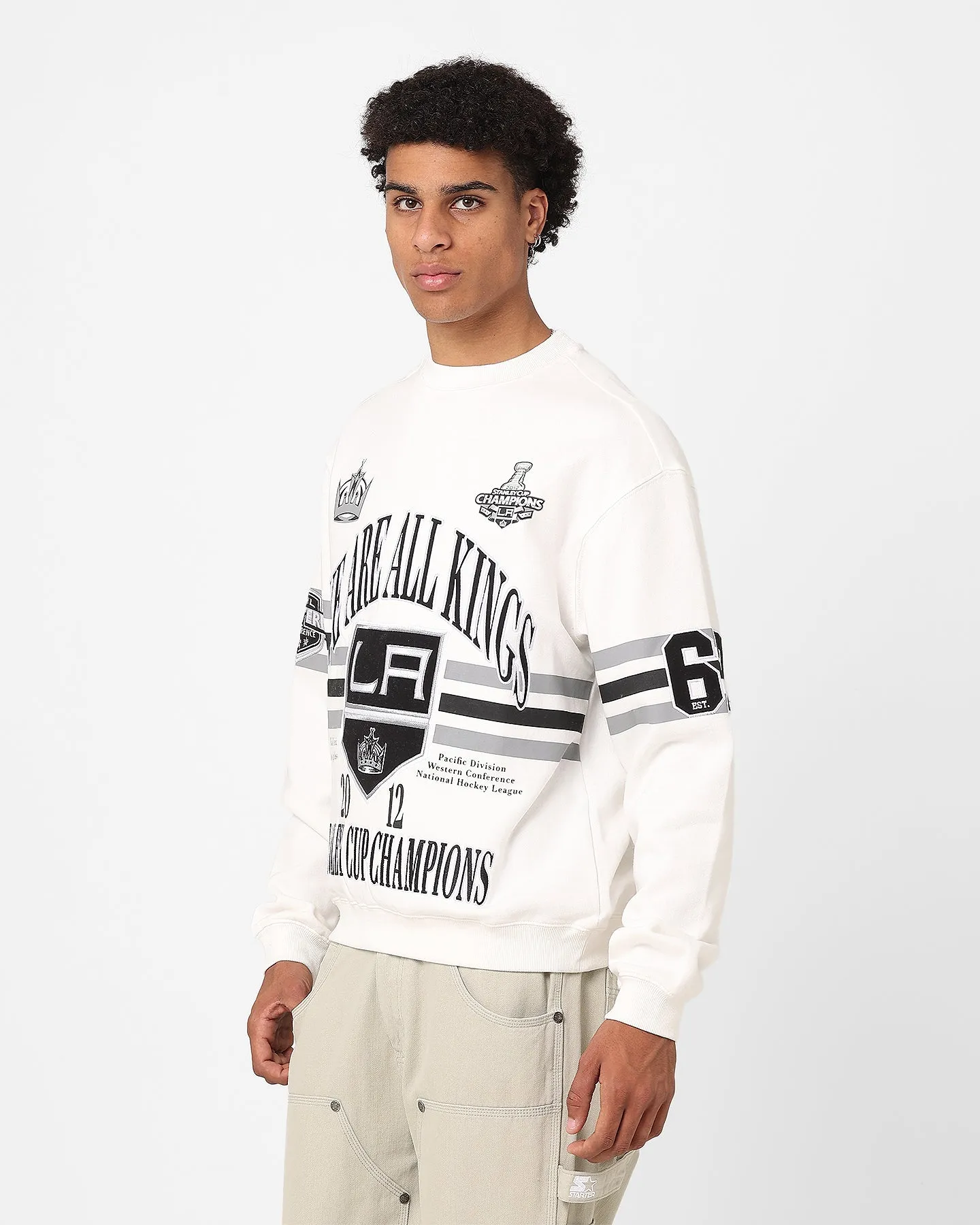 Majestic Athletic Los Angeles Kings We Are All Kings Crewneck Sweatshirt Optic White