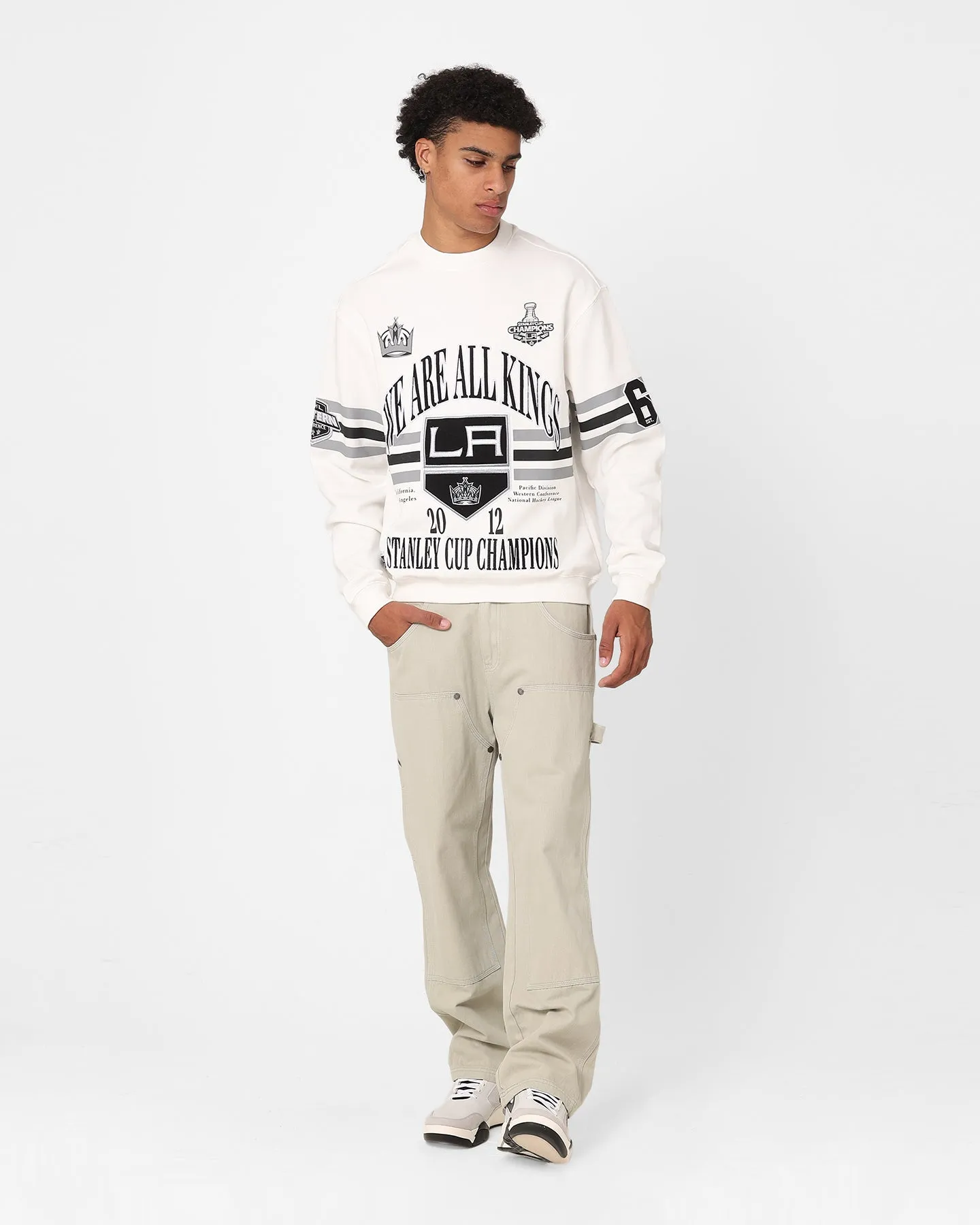 Majestic Athletic Los Angeles Kings We Are All Kings Crewneck Sweatshirt Optic White