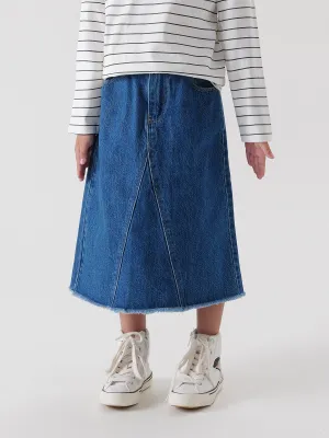 MARC & JANIE Girls A-Line Denim Skirt Midi Jean Skirt 241595