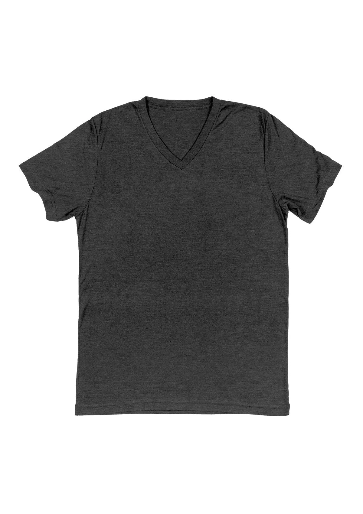 Men's Black Gray Heather V-Neck Short Sleeve T-Shirt