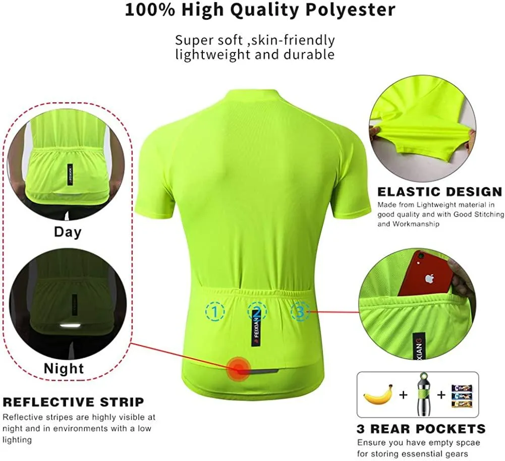 Men’s Cycling Jersey, Short Sleeve Biking Cycle Tops Quick Dry Breathable Mountain Bike MTB Shirt Racing Bicycle Clothes