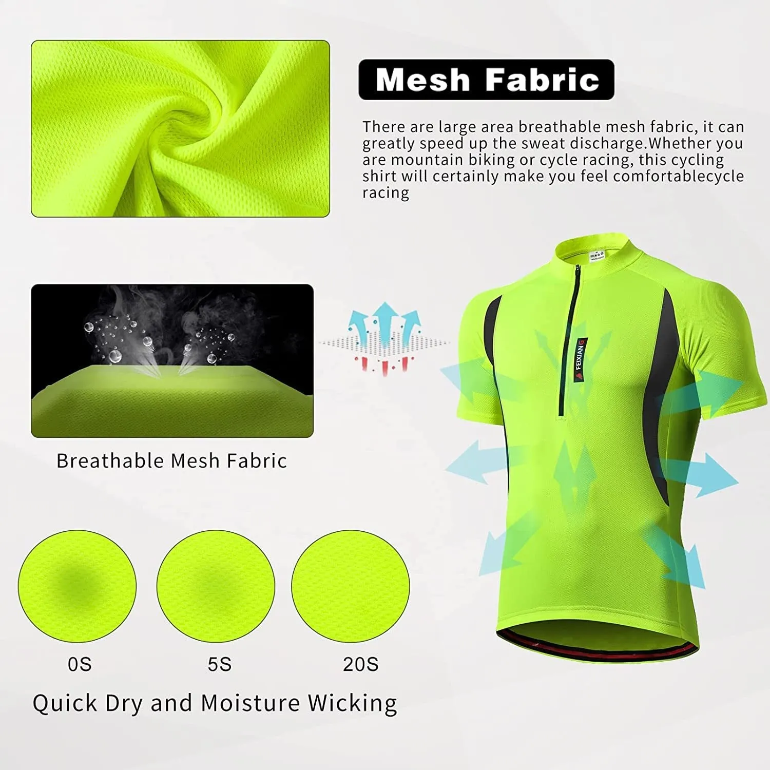 Men’s Cycling Jersey, Short Sleeve Biking Cycle Tops Quick Dry Breathable Mountain Bike MTB Shirt Racing Bicycle Clothes