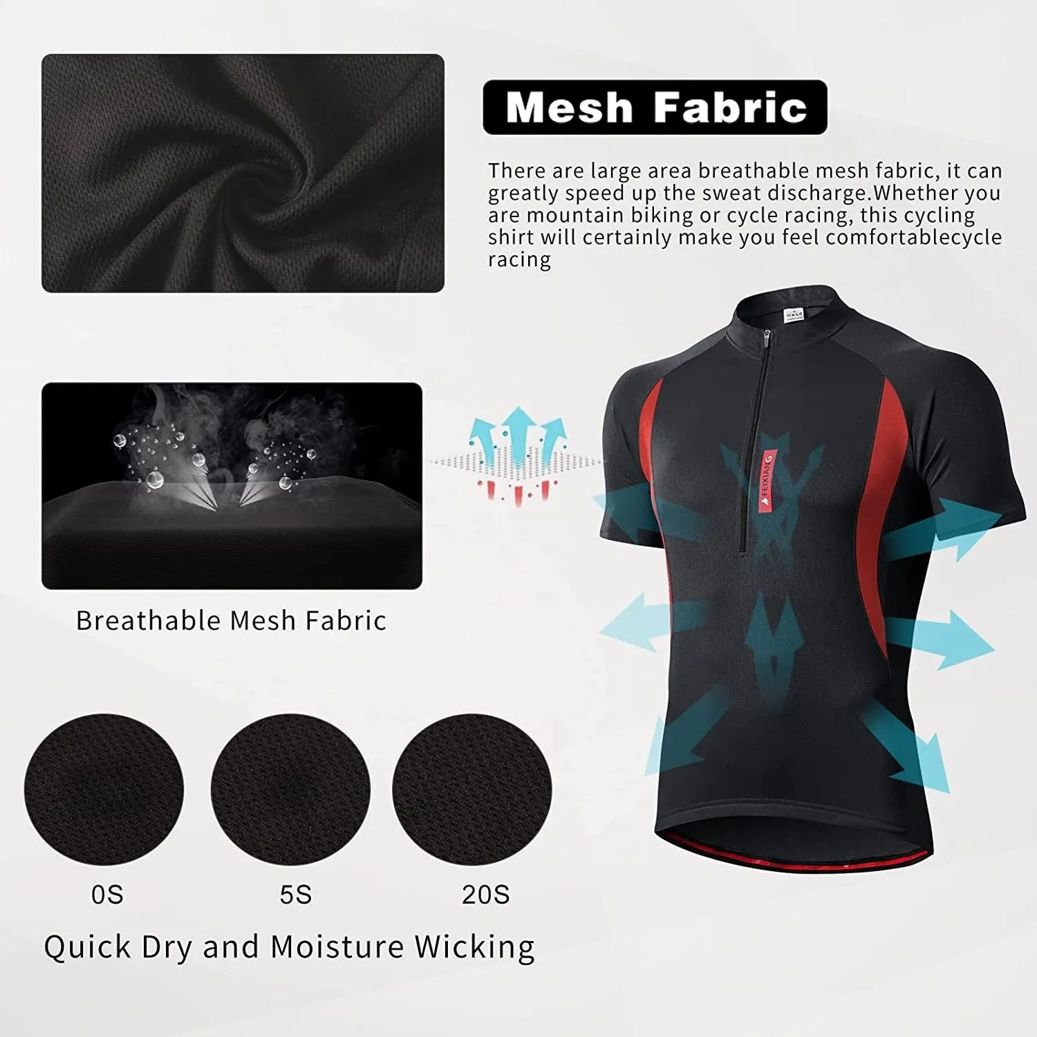 Men’s Cycling Jersey, Short Sleeve Biking Cycle Tops Quick Dry Breathable Mountain Bike MTB Shirt Racing Bicycle Clothes