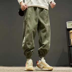 Men's Spring Autumn Fashion Japanese Streetwear Trousers Casual Solid Loose Corduroy Cargo Hip Hop Oversized 5XL Harem Pants