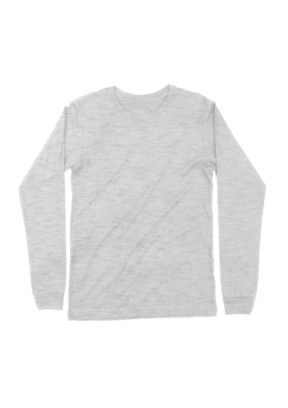 Mens T-Shirt Long Sleeve Crew Neck Ash Gray