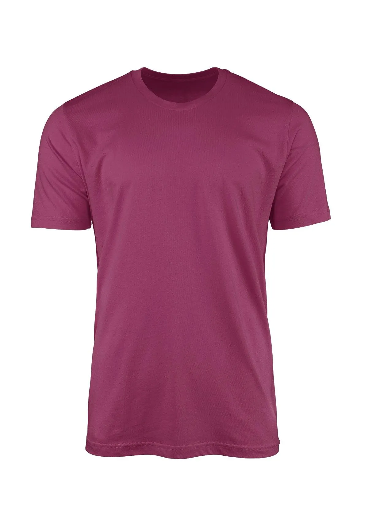 Mens T-Shirt Short Sleeve Crew Neck Berry Red Cotton