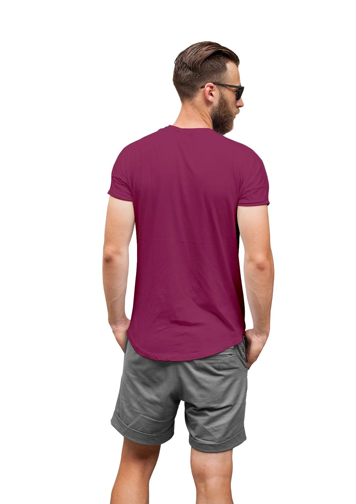 Mens T-Shirt Short Sleeve Crew Neck Berry Red Cotton