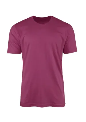 Mens T-Shirt Short Sleeve Crew Neck Berry Red Cotton