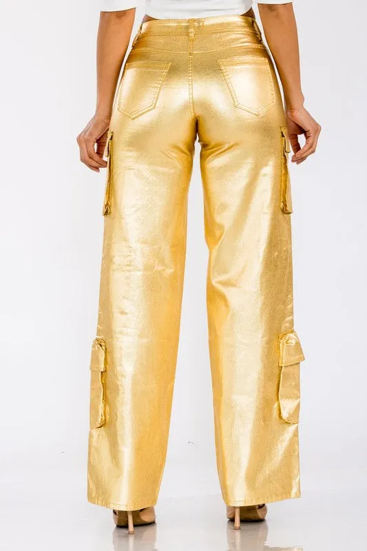 Metallic Gold Cargo Pant