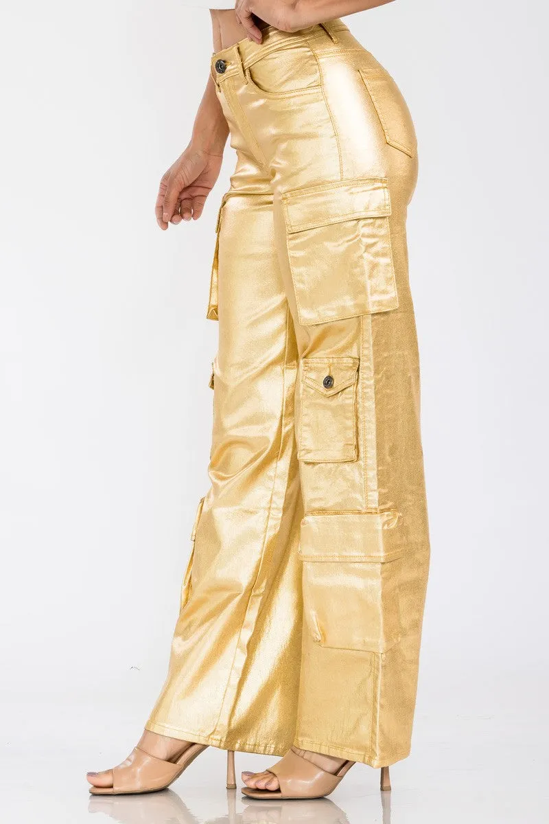 Metallic Gold Cargo Pant