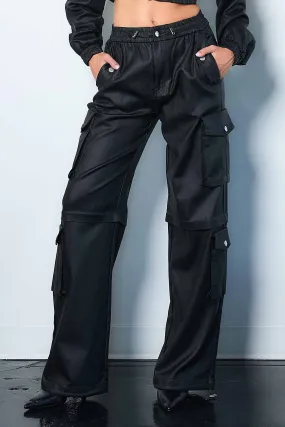 Metallic Stretch Baggy Cargo Pants