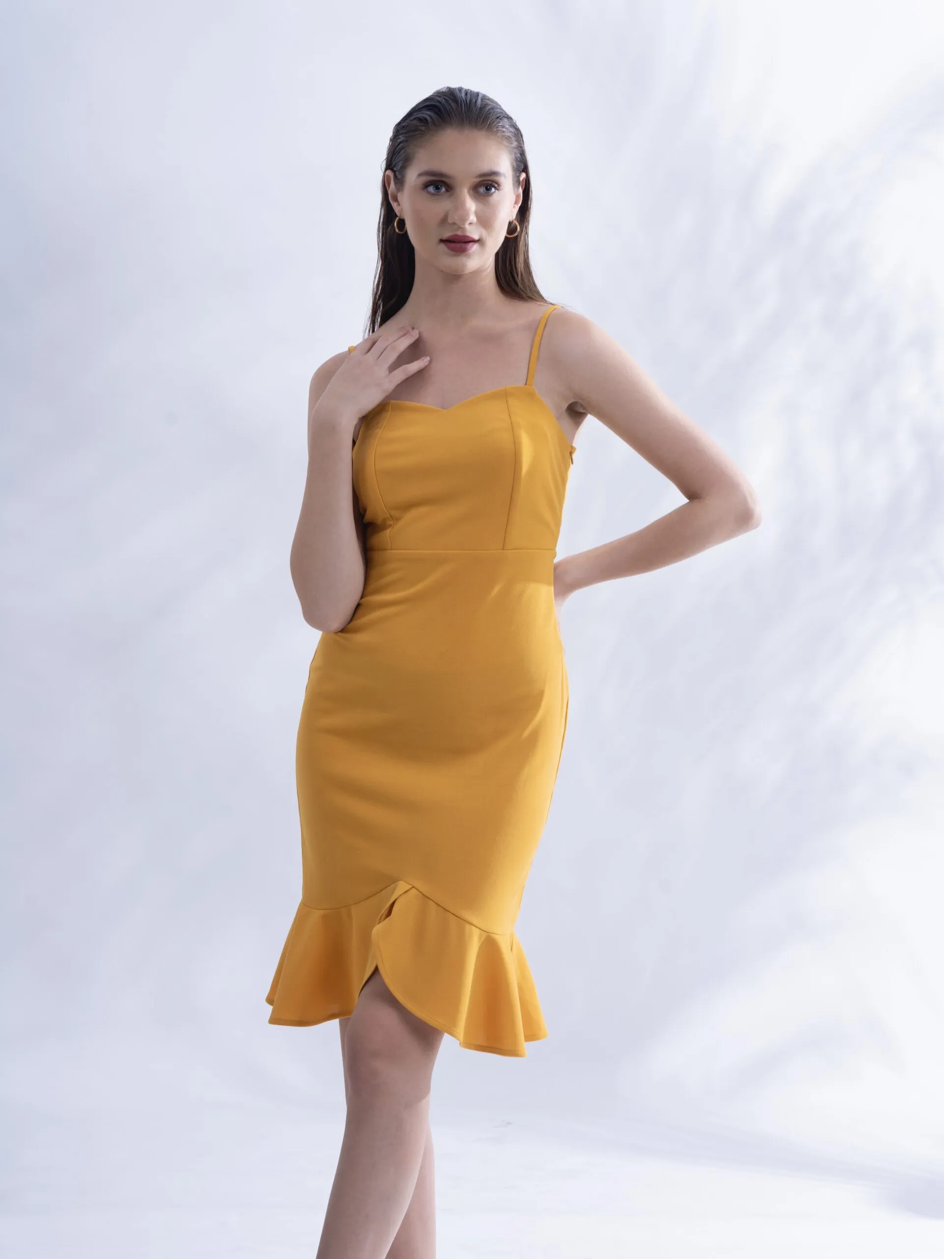 Mustard Yellow Regular fit Bodycon short dress