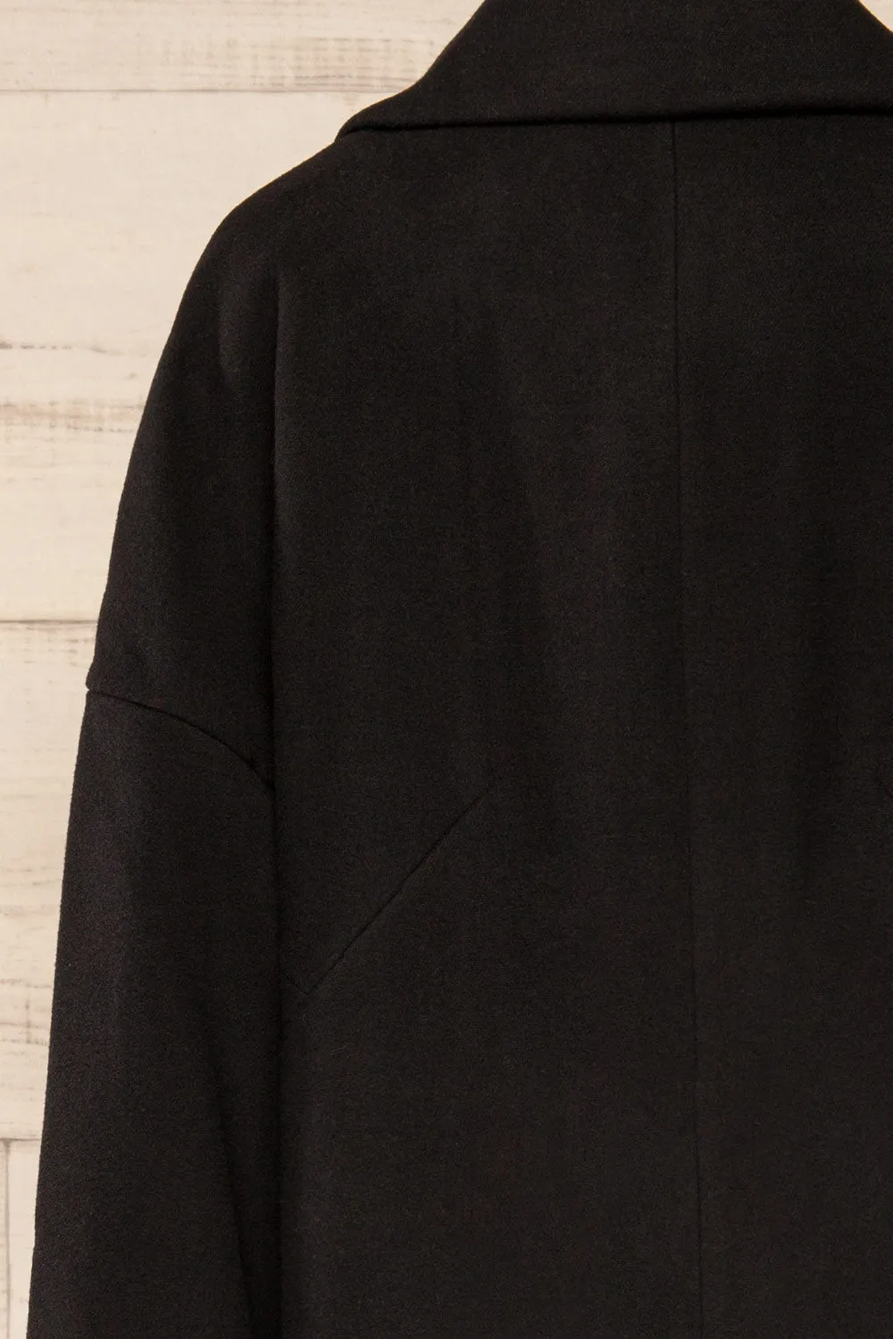 Nahaven Black | Buttoned Trench Coat