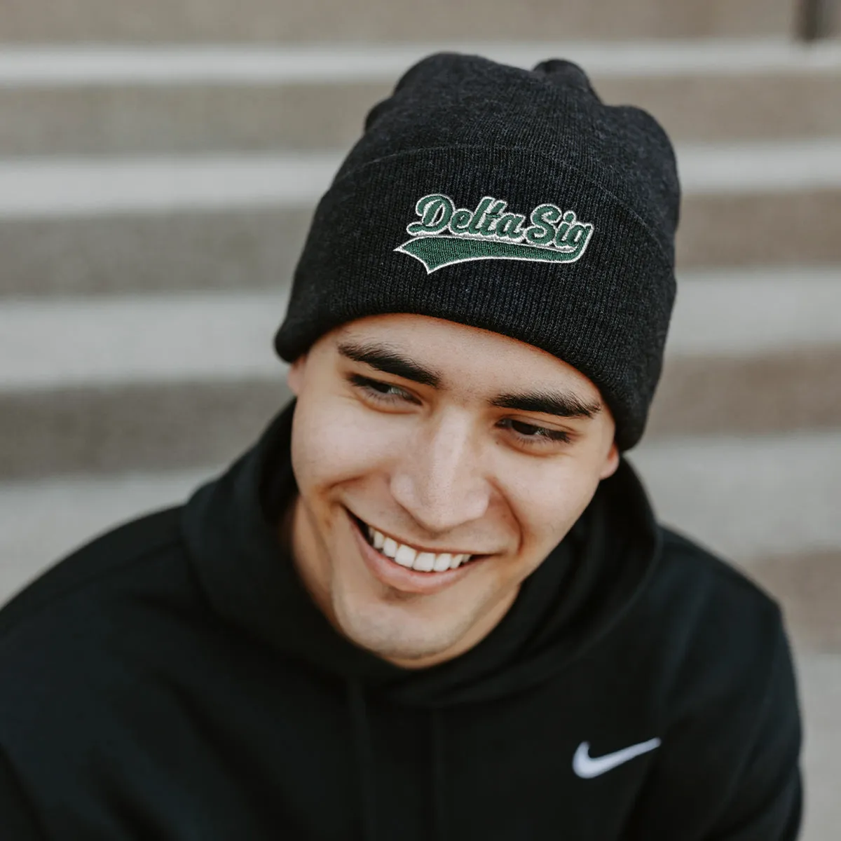 New! Delta Sig Signature Charcoal Beanie