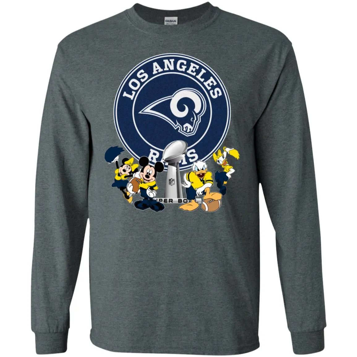 Nfl – Los Angeles Rams Super Bowl 2019 Mickey Mouse Minnie Mouse Donald Duck Daisy Duck Football Men Long Sleeve Shirt