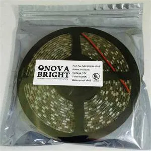 NovaBright 12V UL Approved 5050SMD LED Strip Light Warm White 3000K IP65