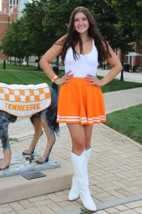 Orange & White Gameday Contrast Stripe Cheer Skirt