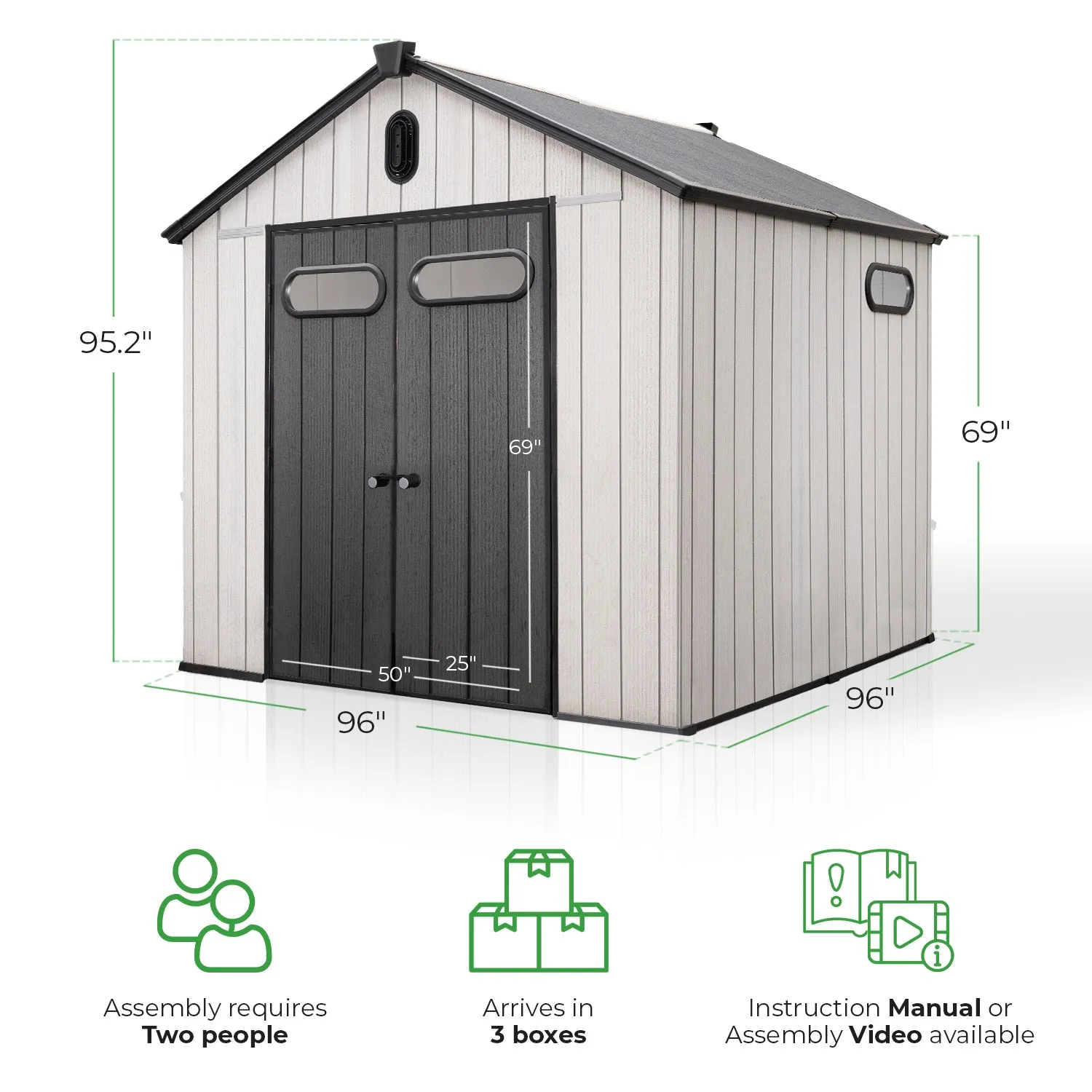 Outdoor Storage Shed with Floor 8' x 8'