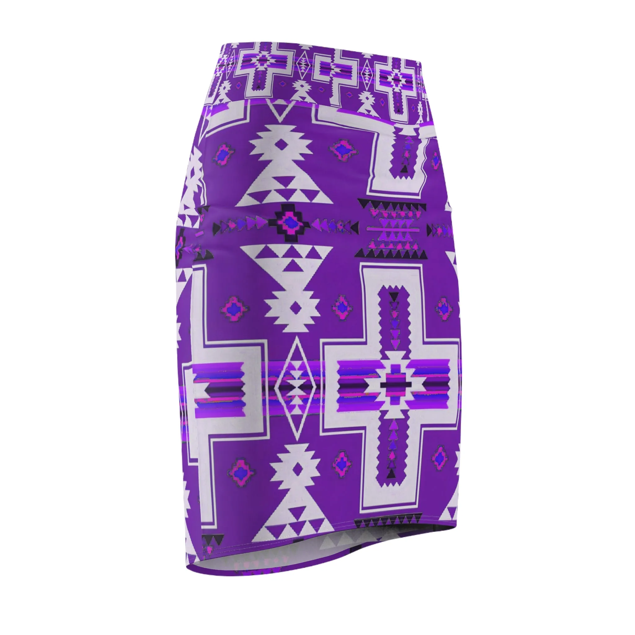 Purple native print Women's Pencil Skirt (AOP)