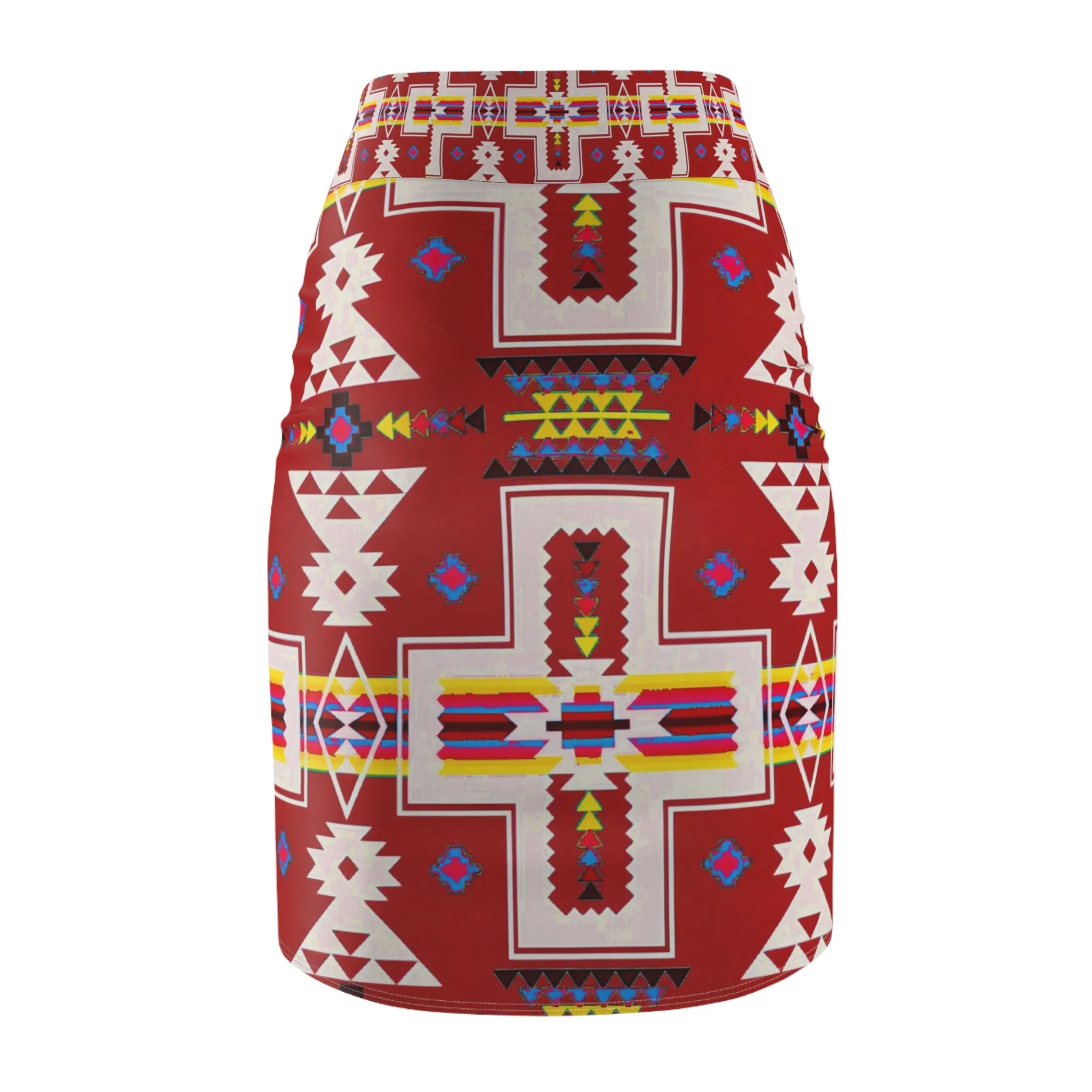 Red native print Women's Pencil Skirt (AOP)