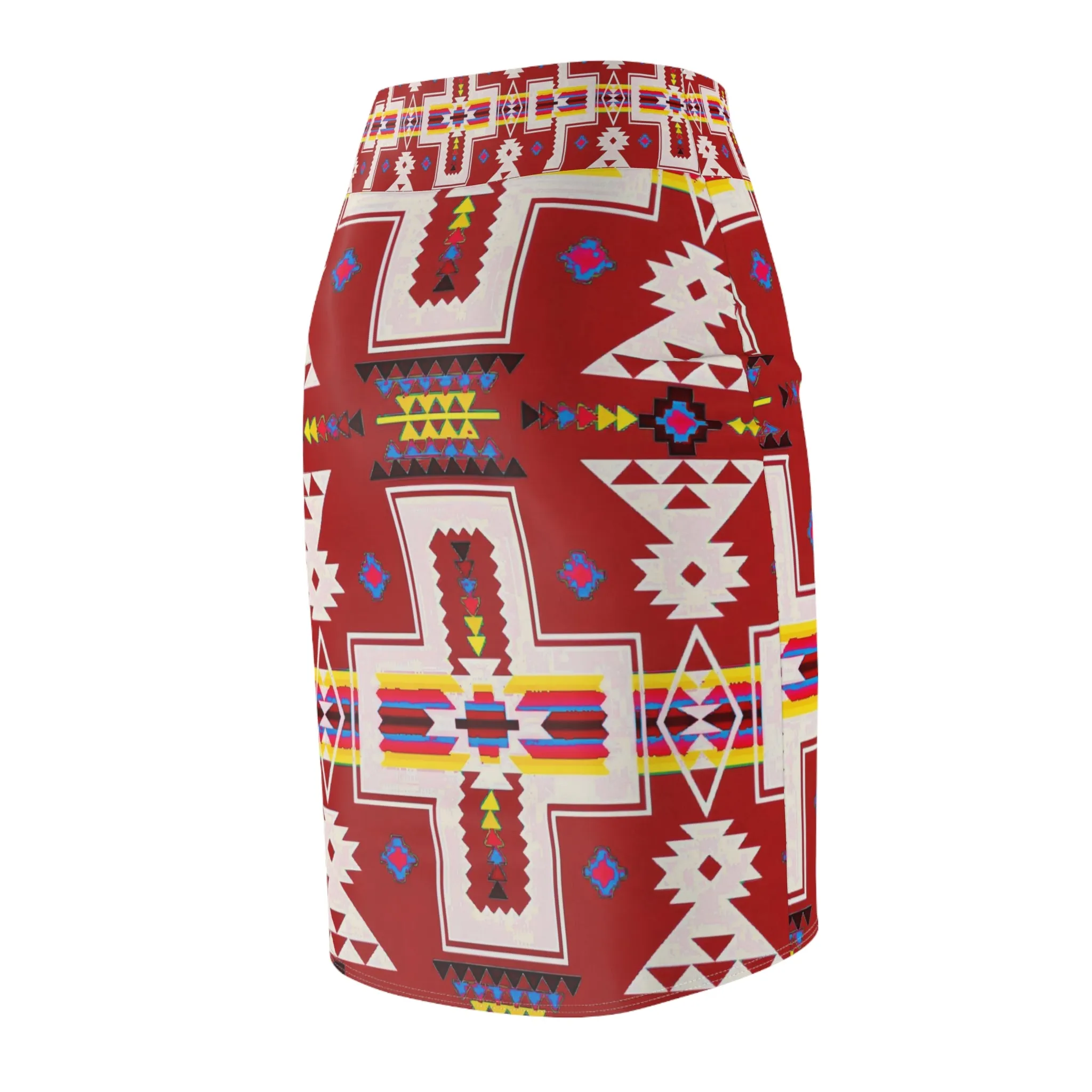 Red native print Women's Pencil Skirt (AOP)