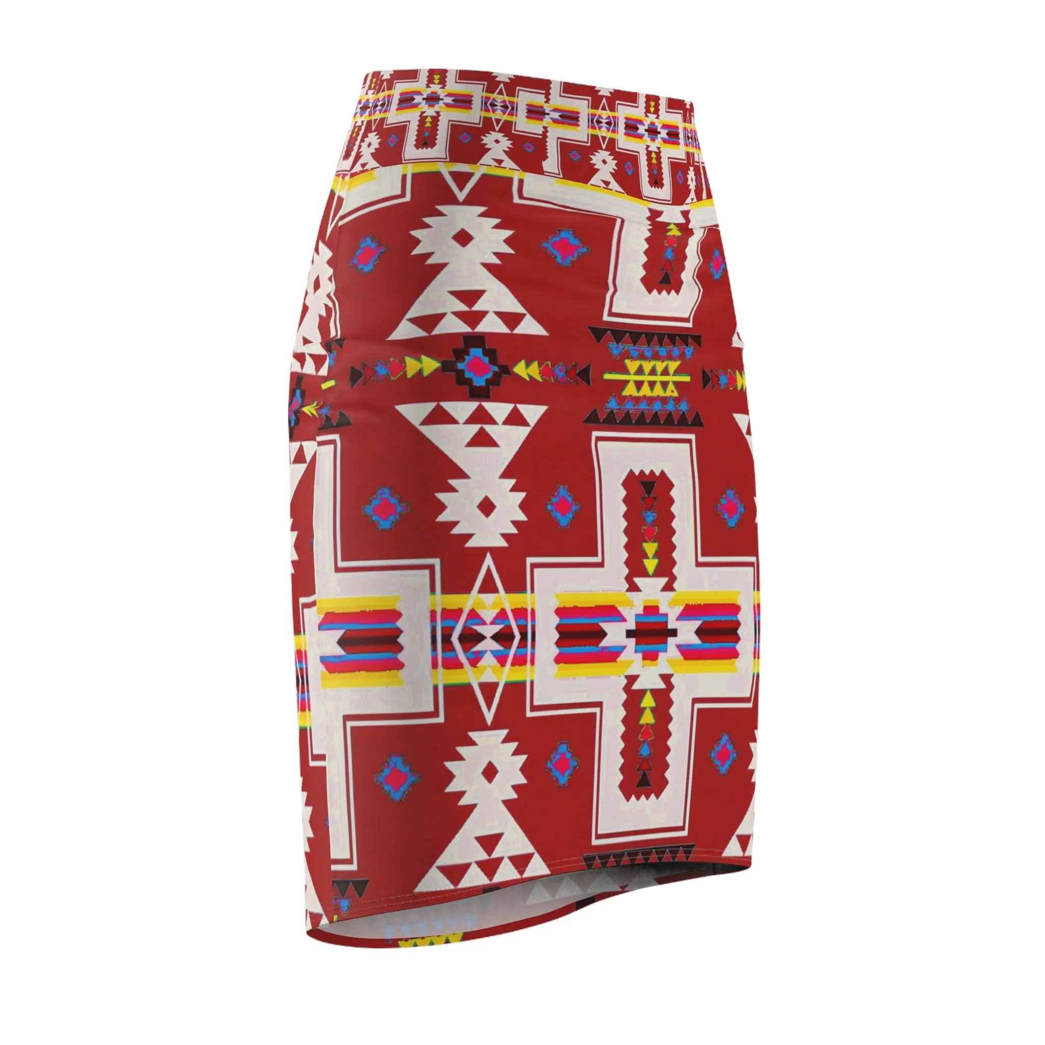 Red native print Women's Pencil Skirt (AOP)