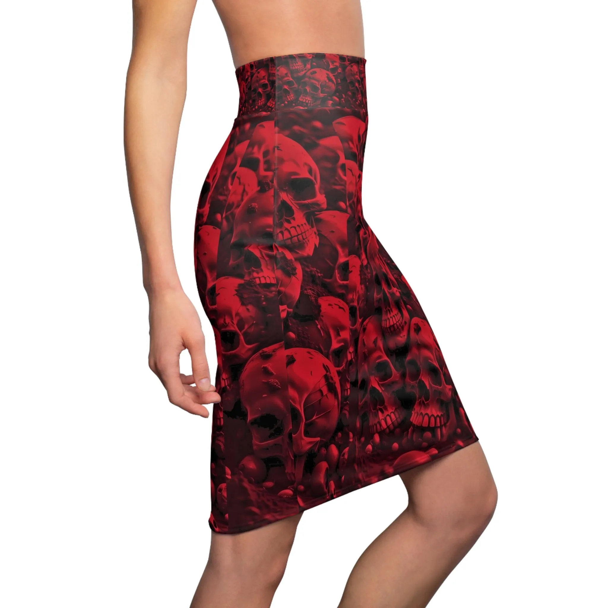 Red Skull Women's Pencil Skirt (AOP)