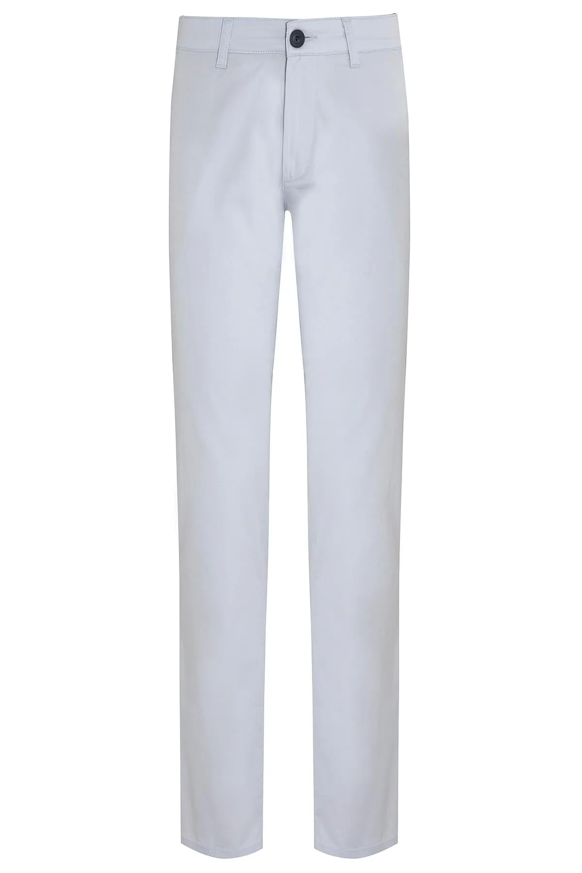 Regular Fit Low Waist Ice Blue Cotton Casual Pants