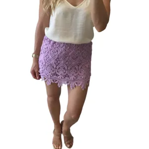 ROSE BULLET Size 10  Mauve Lace Boho Womens Skirt Crochet Bohemian