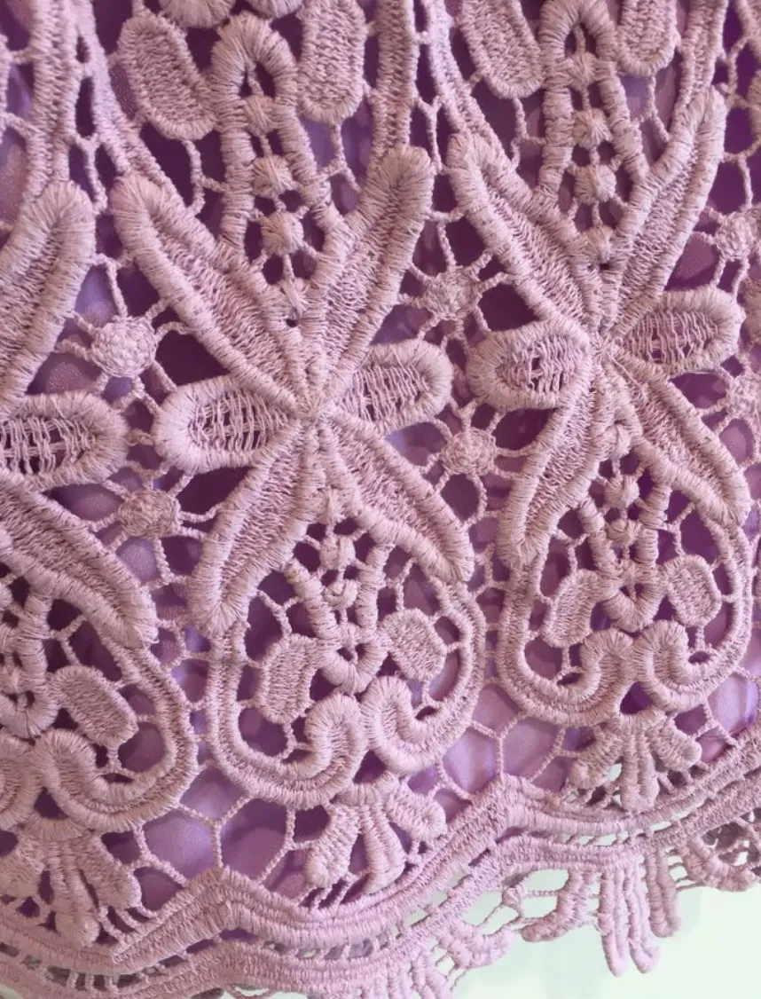 ROSE BULLET Size 10  Mauve Lace Boho Womens Skirt Crochet Bohemian